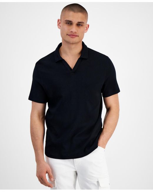 INC International Concepts Black Johnny Interlock Polo Shirt for men