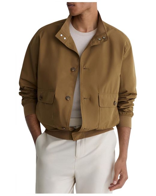 Reiss Brown Latent Button Through Technical Shorts Jacket for men