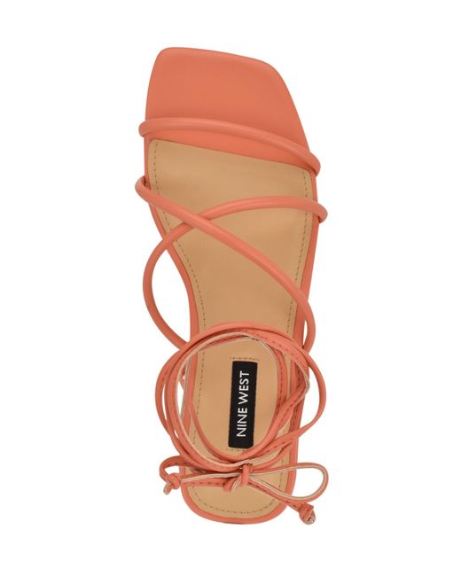 Nine West Pink Mikila Strappy Lace Up Flat Sandals