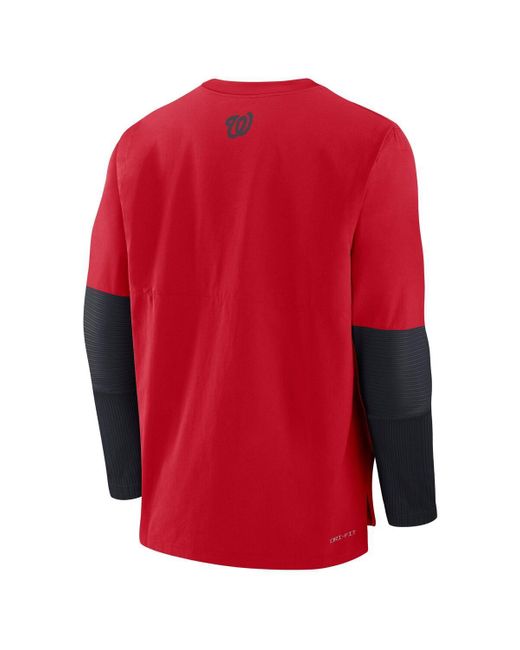 Nike Red/navy Washington Nationals Authentic Collection Player Lightweight Performance Long Sleeve T-shirt for men