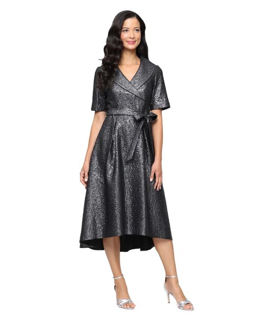 Alex Evenings Women's Black Petite Textured A-line Dress - coffeafoods.com
