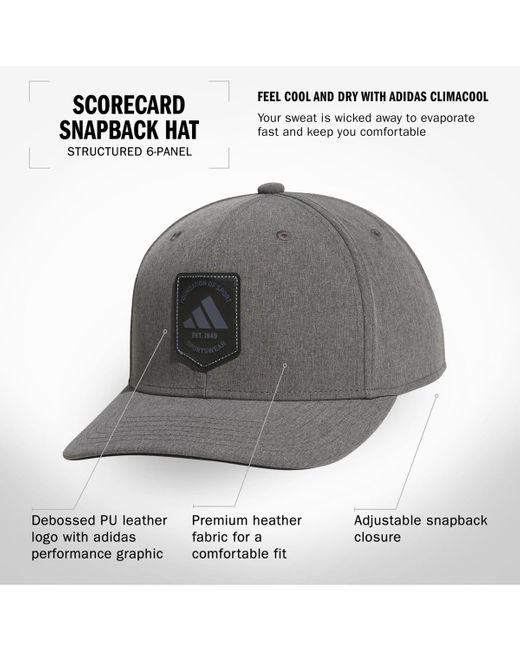 Adidas Gray Scorecard Snapback Hat for men