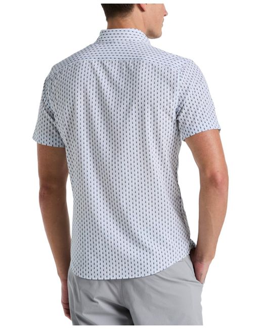 Perry Ellis White Slim Fit Short Sleeve Geo Print Button-down Shirt for men