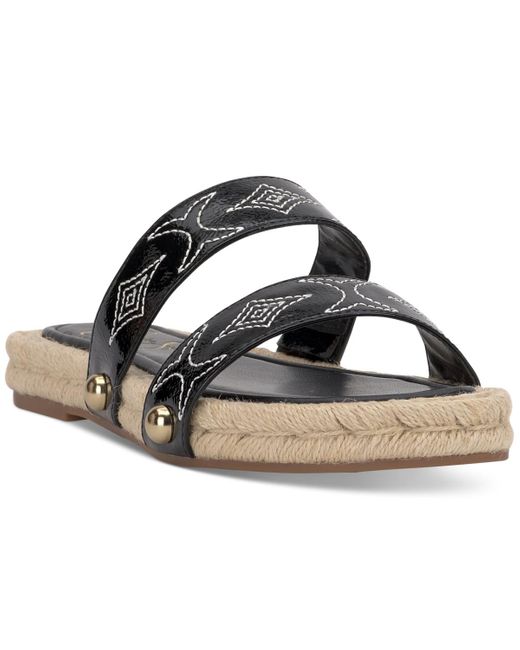 Jessica Simpson Black Jasdin Stitched-trim Flat Sandals