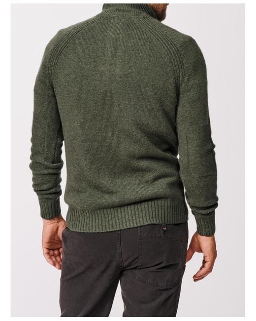 aubi Green Pelham Zip Neck Sweater for men