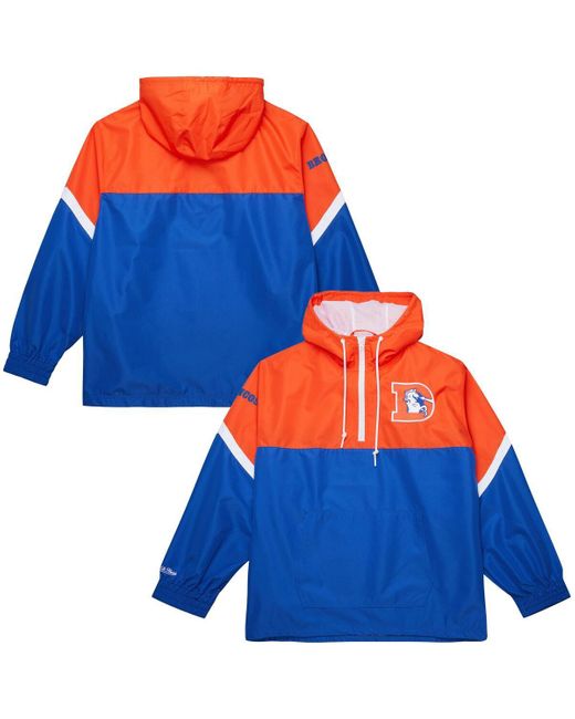 Mitchell & Ness Blue Orange/royal Denver Broncos Tie Breaker Vintage Logo Lightweight Anorak Half-zip Windbreaker for men