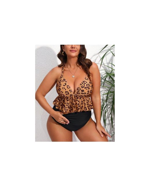 cupshe white ruffle ribbed bikini