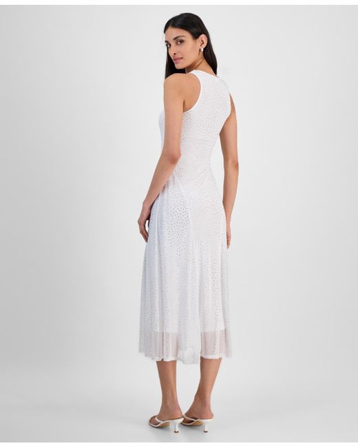 White Rhinestone Mesh BarIII Rhinestone Mesh Midi Dress in White | Lyst