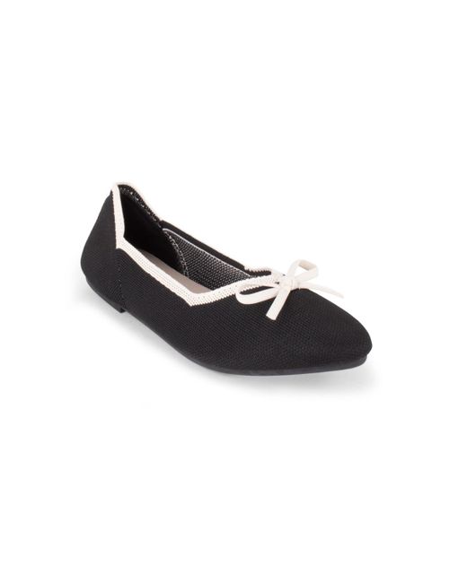 Tahari Black Tortuga Knit Slip-on Flats