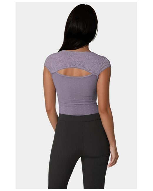 Bebe Purple Swiss Dot Lace Bodysuit