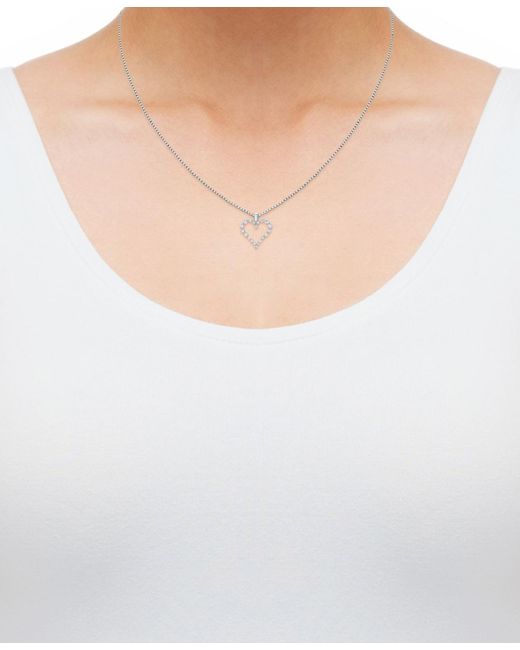 Macy's Metallic Diamond Heart 18" Pendant Necklace (1/2 Ct. T.w.