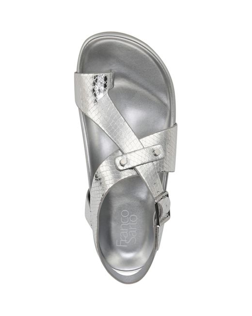 Franco Sarto White Blair Toe Loop Round Toe Flat Sandals