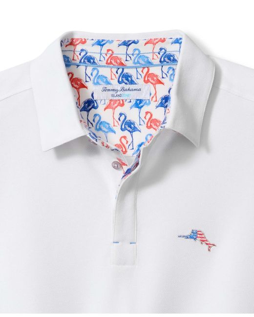 Tommy Bahama White Flamingo Mingle 5 O'clock Short Sleeve Polo Shirt for men
