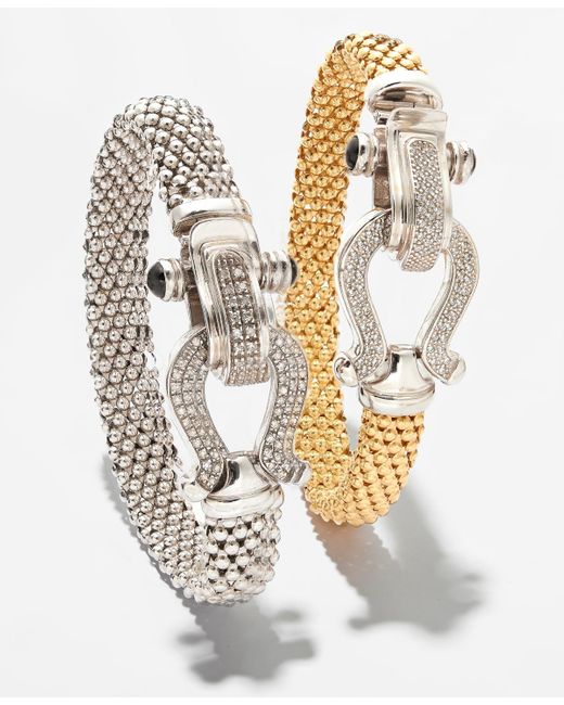 Macy's Metallic Diamond Horseshoe Clasp Mesh Bracelet (5/8 Ct. T.w.