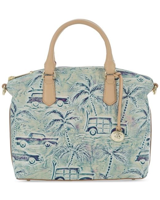 Brahmin Blue Copa Cabana Collection Mini Duxbury Embossed Palm Tree Print Cross-body Bag