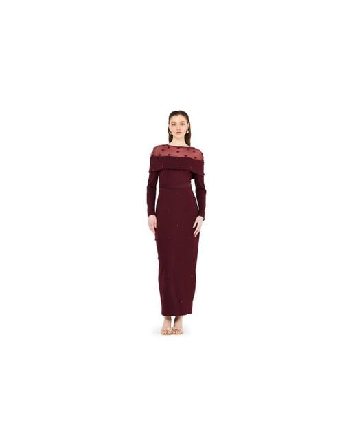 Amiri Red Hand Embellished Tulle Panel Bardot Dress