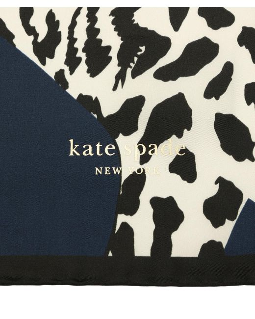 Kate Spade Black Leopard Silk Square Scarf