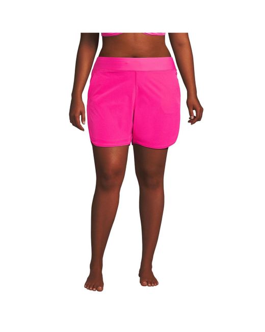 Lands' End Pink Plus Size 5" Quick Dry Swim Shorts