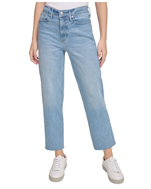 Calvin Klein Blue Raw-hem Straight-leg Denim Jeans