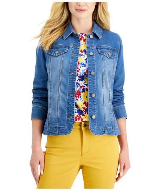 Charter Club Denim Jacket in Blue - Lyst