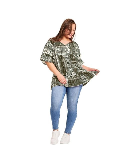 Avenue Green Flutter Sleeve Top