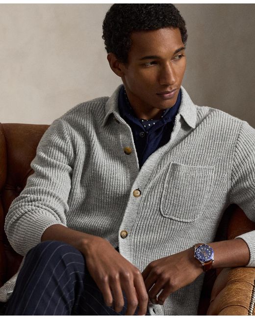Polo Ralph Lauren Gray Collared Button-front Cardigan for men