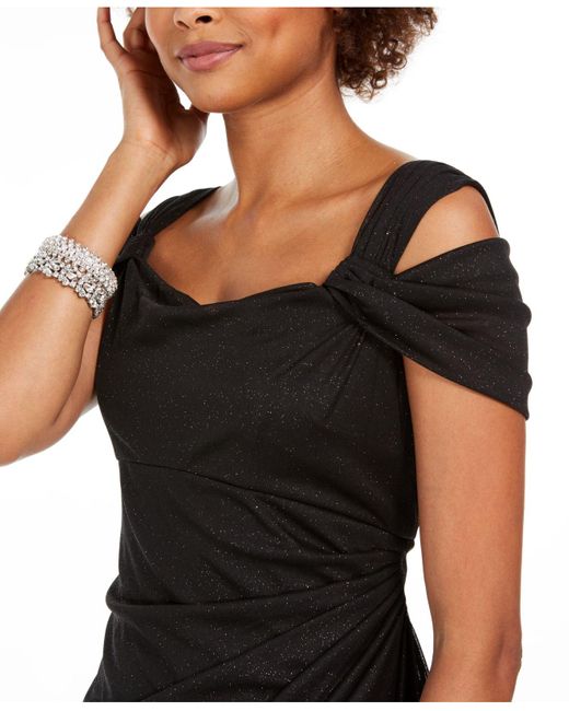 Alex Evenings Synthetic Cold Shoulder Chiffon Gown In Black Save