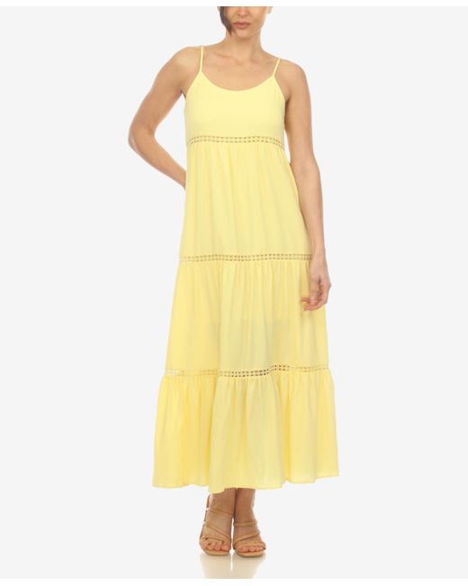 White Mark Scoop Neck Tiered Maxi Dress in Yellow | Lyst