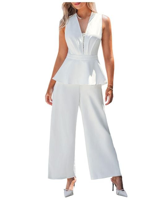 CUPSHE White Elegant Sleeveless Jumpsuit