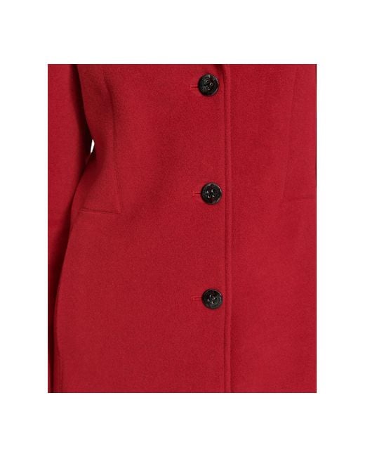 Calvin Klein Red Single-breasted Wool Blend Coat