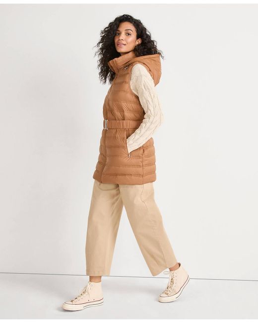 Lands' End Brown Wanderweight Belted Packable Down Vest
