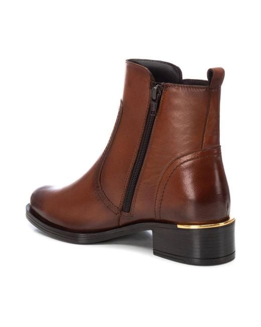 Xti Brown Block Heel Ankle Booties
