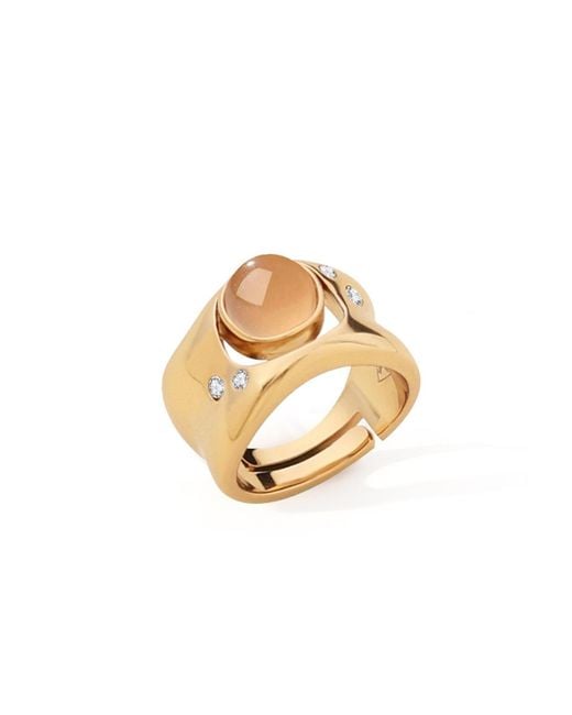 Retro Chic White Dawn Light Wide Ring