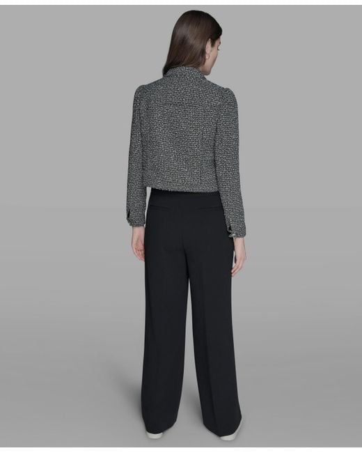 Karl Lagerfeld Gray Tweed Long Sleeve Jacket