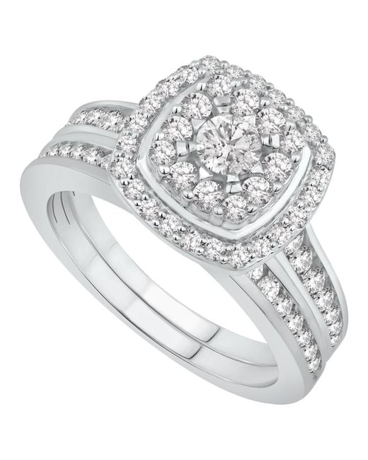 Macy's White Diamond Halo Cluster Bridal Set (1-1/4 Ct. T.w.