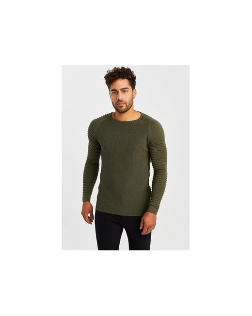 Leif Nelson Green Knit Pullover for men