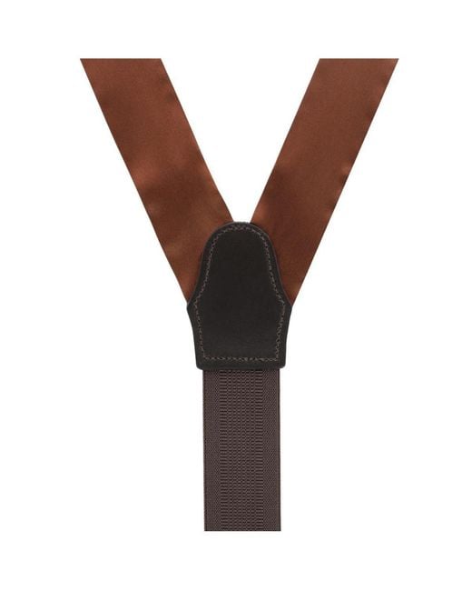 Trafalgar Brown Dutton Solid Color Silk Button End Suspenders for men