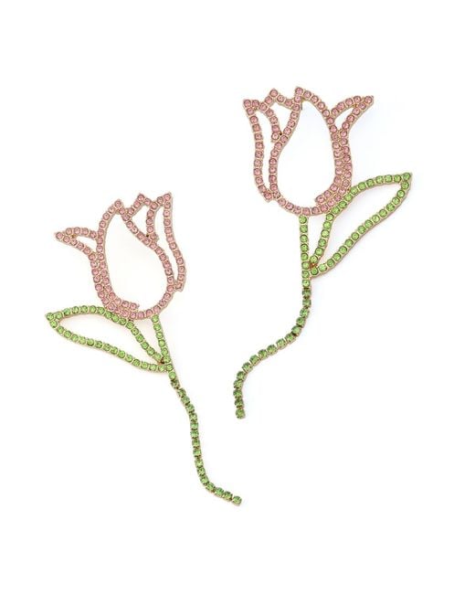 Betsey Johnson White Faux Stone Spring Chick Tulip Statement Earrings