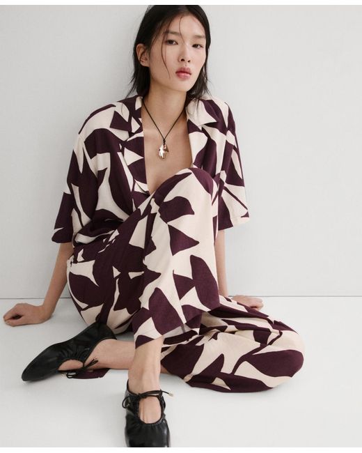 Mango Multicolor Printed Straight Pants