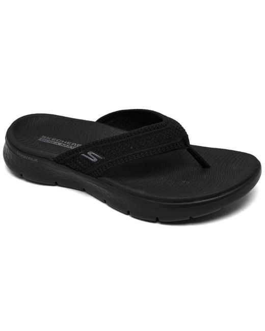 Skechers Black Go Walk Flex Flip-flop Thong Sandals From Finish Line