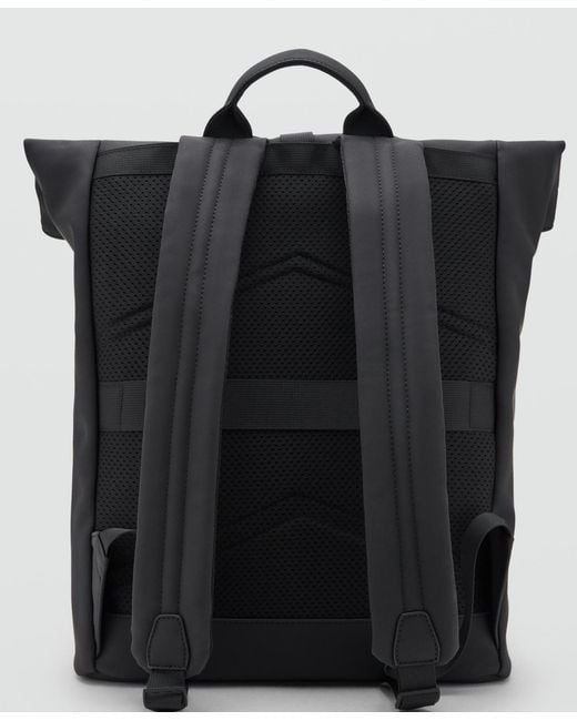 Mango Black Flap Closure Rubberized Backpack