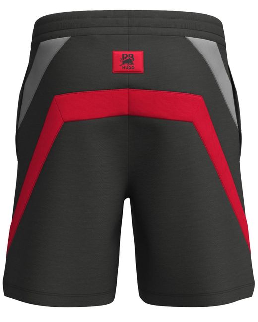 HUGO Gray By Boss Colorblocked Logo Oversized 7.6" Shorts for men