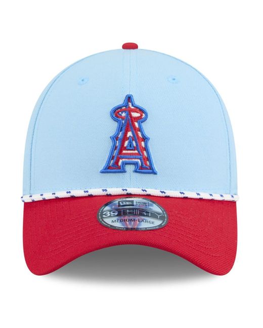 KTZ Light Blue/red Los Angeles Angels 2025 Fourth Of July 39thirty Flex Hat for men
