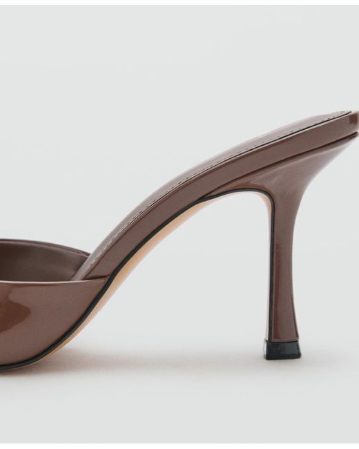 Mango Brown Patent Leather Effect Heeled Sandals