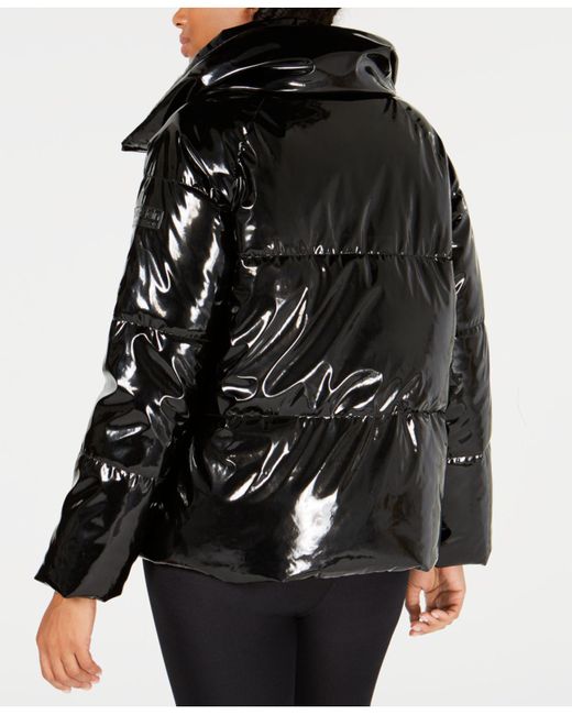 Calvin Klein Performance Shiny Puffer Jacket in Black | Lyst