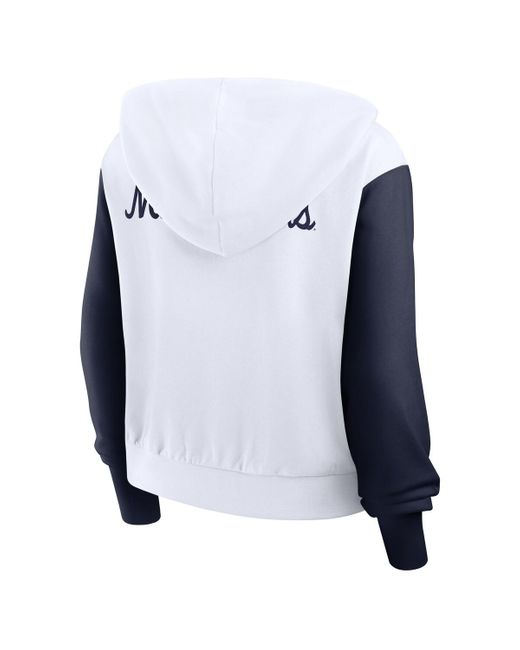 Nike Blue West Virginia Mountaineers Cropped Beyond Capability Color-block Script Full-zip Hoodie