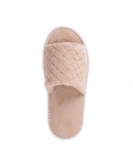 Muk Luks Pink Sally Open Toe Scuff Slippers