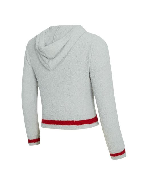 Concepts Sport White 2-piece Gray/scarlet Ohio State Buckeyes Whitley Long Sleeve Hoodie Top And Shorts Set