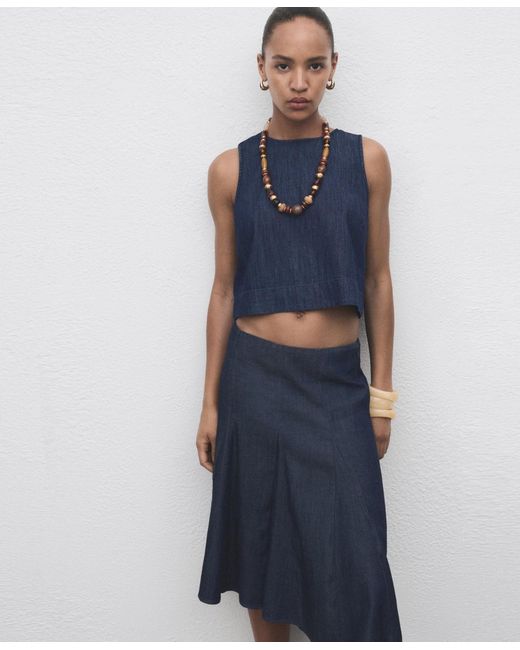 Mango Blue Denim Crop Top