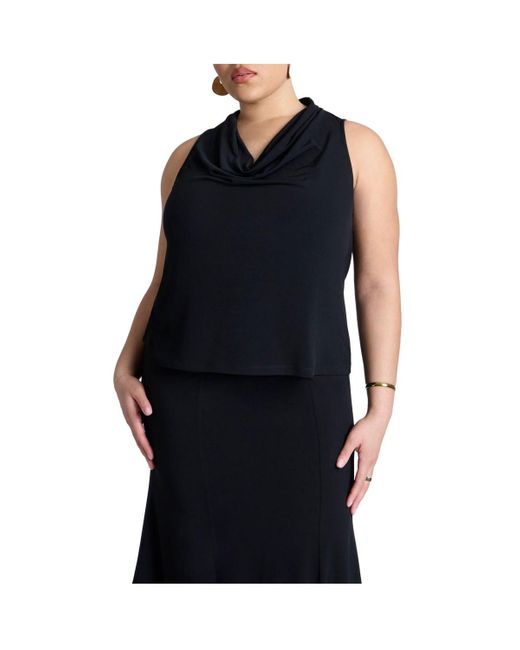 Eloquii Black Plus Size Cowl Halter Top